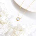 wholesale 14k Gold Chain Necklace With Round White Opal Bezel Set Pendant For Women-0-4