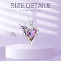 wholesale 925 Sterling Silver Purple Crystal Butterfly Pendant Necklace 26mm 18+2 Extender Chain Gift for Women-0-5