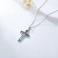 wholesale 925 Sterling Silver Abalone Shell Cross Tree of Life Pendant Necklace with Hummingbird and Butterfly Design-0-3
