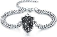 wholesale TOUPOP St Michael Bracelet For Men Women 925 Sterling Silver Saint Michael Adjustable Link Bracelet Religious Protection Jewelry Christmas Gifts For Men Dad Friends Son -undefined