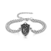TOUPOP Sterling Silver St Michael Bracelet Religious Protection Jewelry-undefined