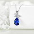 wholesale 925 Sterling Silver Blue Crystal Dragonfly Pendant Necklace s for Women-0-2