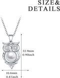 wholesale 925 Sterling Silver Pearl Owl Pendant Necklace - I Love You Message in 100 Languages s for Her-0-3