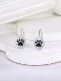 wholesale 925 Sterling Silver Teardrop Paw Print Dangle Drop Hoop Earrings for Women's -0-1