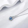 wholesale 925 Sterling Silver Blue Crystal Butterfly Pendant Necklace-0-2