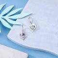 wholesale 925 Sterling Silver Heart-Shaped Purple Stone Drop Earring with Thistle Design-0-4