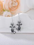 wholesale 925 Sterling Silver Black Cat Bat Skull Gothic Dangle Drop Earrings for Women-0-1