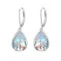 TOUPOP Sterling Silver Lotus Wolf Sea Turtle Dangle Leverback Earrings-0-0
