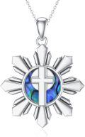 wholesale 925 Sterling Silver Cross & Abalone Shell Philippine Sun Pendant Necklace for Women-0-0