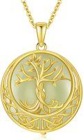wholesale 14K Gold Sterling Silver Jade Tree of Life Necklace for Women-0-26