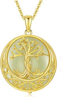 wholesale 14K Gold Plated Sterling Silver Jade Celtic Tree of Life Necklace-Celtic Tree of Life