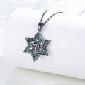 wholesale 925 Sterling Silver Star Of David Necklace Black Gold Plated Turquoise Inlay Chai Pendant-0-1