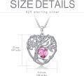 wholesale TOUPOP Irish Celtic Tree Of Life Necklace Sterling Silver Pink Tourmaline October Birthstone Pendant Necklace Heart Tree Jewelry Birthday Christmas Gifts For Women Wife Girlfriend -0-5