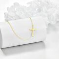 wholesale 14K Gold Metal Sideways Cross Necklace with Diamond Accent for Women-0-2