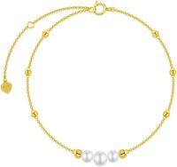 wholesale 14k Solid Gold Dainty Pearl/Leaf Bracelet for Women Anniversary  for Wife/Mom 8.1inch-Pearl bracelet 1