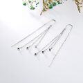 wholesale 925 Sterling Silver Threader Earrings with Tiny Cube Dangles and Chain Charms for Women-0-2