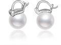 wholesale 925 Sterling Silver Gold-Plated 10mm Pearl Chunky Hoop Earrings-0-0