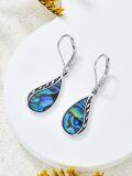 wholesale 925 Sterling Silver Teardrop Paua Shell Leverback French Wire Bohemian Drop Earrings-0-2
