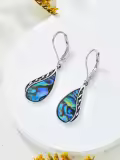 wholesale 925 Sterling Silver Teardrop Paua Shell Leverback French Wire Bohemian Drop Earrings Wholesale-0-2