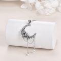 wholesale 925 Sterling Silver Gothic Witch Moon & Flower Pearl Tassel Pendant Necklace for Women Girls-0-1