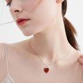 wholesale 925 Sterling Silver Red Carnelian Heart Pendant Necklaces for Women Gifts-0-1