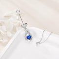 wholesale 925 Sterling Silver Tear Drop Urn Necklace with Blue Heart and Paw Print Charm for Pet Ashes Jewelry-0-4