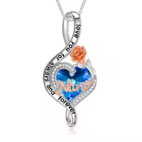 TOUPOP Sterling Silver Crystal Mom Necklace 'I Love You For Always And Forever' Gift-undefined