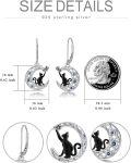 wholesale Sterling Silver Moonstone Cat Fox Panda Dangle Earrings Celtic Crescent Animal Jewelry Gift-0-9