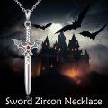 wholesale 925 Sterling Silver Bat Dagger Pendant Necklace - Gothic Jewelry for Women and Men-0-2