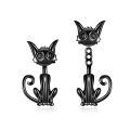 wholesale 925 Sterling Silver Black Cat Ear Stud Earrings Set-0-0