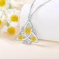 wholesale 925 Sterling Silver Sunflower Triquetra Celtic Knot Pendant Necklace for Women Girls  43cm Chain Length-0-1