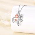 wholesale 925 Sterling Silver Rose Flower Fairy Pendant Necklace for Women Girls  48cm Chain Length-0-2
