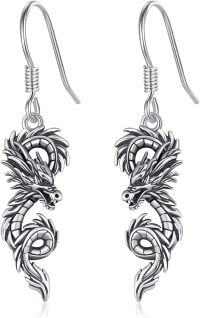 wholesale 925 Sterling Silver Dragon Shape Hypoallergenic Dangle Hook Earrings for Women and Girls-13-Dragon drop