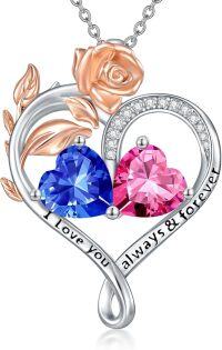 wholesale Sterling Silver Rose Quartz Heart Birthstone Necklace for Women Valentine s Day Gift-09-10-Sep-Oct Birthstones