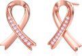 wholesale Rose Gold 925 Sterling Silver Pink Crystal Ribbon Breast Cancer Awareness Stud Earrings-0-0