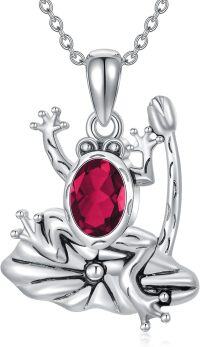 wholesale 925 Sterling Silver Crystal Frog Birthstone Pendant Necklace for Women-Frog July birthstone necklace