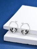 wholesale 925 Sterling Silver Cute Bat Black Enamel Hoop Earrings For Women Halloween Jewelry-0-3