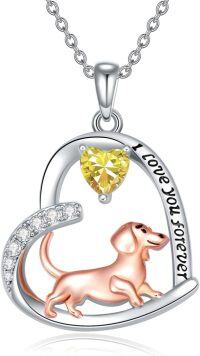 wholesale Sterling Silver Birthstone Dachshund Necklace Dog Lover Gift-1-11-November