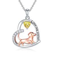 wholesale 925 Sterling Silver Corgi Love Forever Pendant Necklace-1-11-November