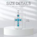 wholesale 925 Sterling Silver Natural Turquoise Cross Pendant Necklace with Cubic Zirconia Accents-0-4