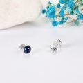 wholesale 925 Sterling Silver Natural Lapis Lazuli Round Halo Gemstone Stud Earrings Gift-0-3