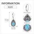 wholesale 925 Sterling Silver Teardrop Turquoise & Black Onyx Dangle Earrings - Western Bohemian Style-0-4