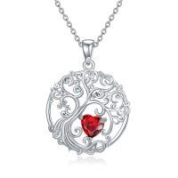 wholesale 925 Sterling Silver Heart Moonstone Tree Of Life Pendant Necklace-01-Jan-Garnet