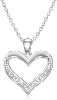wholesale 925 Sterling Silver Open Heart Pendant with Cubic Zirconias for Women-Type 6