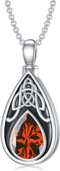 wholesale 925 Sterling Silver Birthstone Celtic Knot Teardrop Urn Necklace for Ashes-07-July
