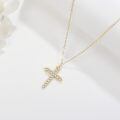 wholesale 14K Gold Diamond Cross Pendant Necklace for Women - Christmas Gift-0-2