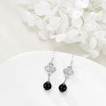 wholesale 925 Sterling Silver Black Onyx Witch's Knot Dangle Drop Leverback Earrings -0-3