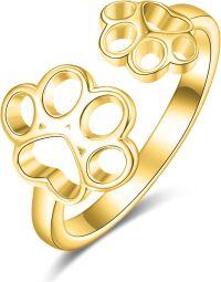 wholesale 925 Sterling Silver Pet Paw Print Adjustable Open Band Ring for Women-Gold