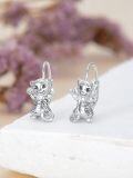 wholesale 925 Sterling Silver Cat Hoop Earrings - Adorable Kitty  for Her-0-3