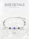 wholesale 925 Sterling Silver Evil Eye Anklet with Blue Stones and Black Flowers for Women-0-5